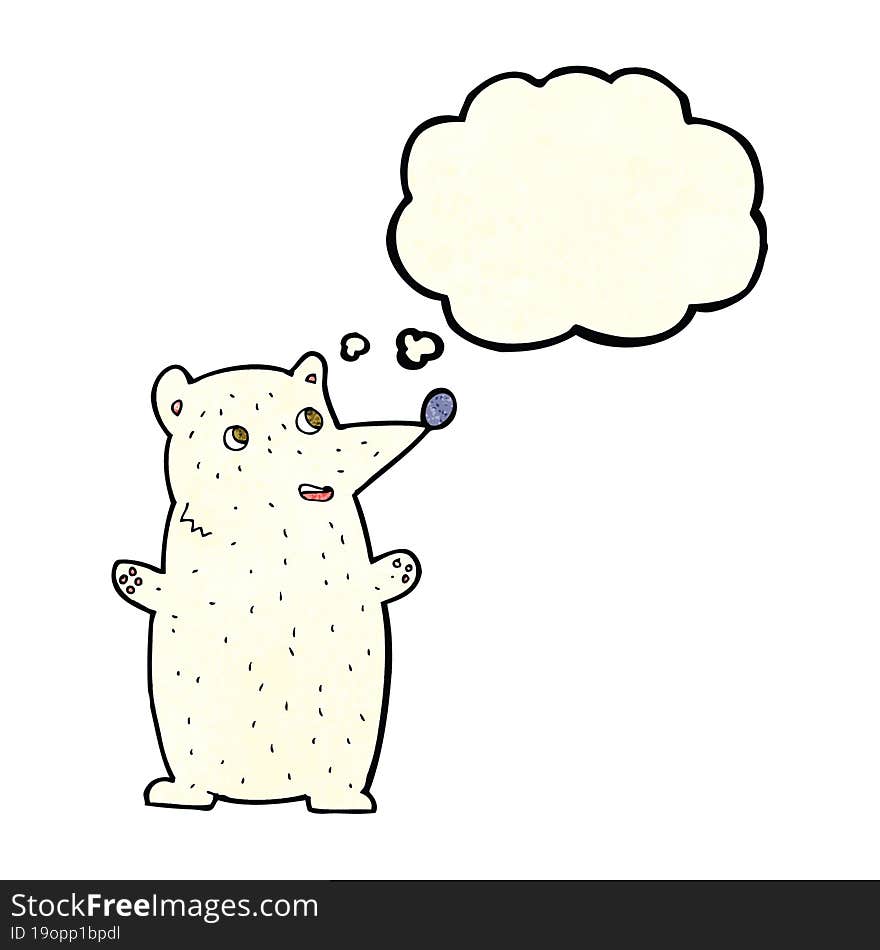 funny cartoon polar bear with thought bubble