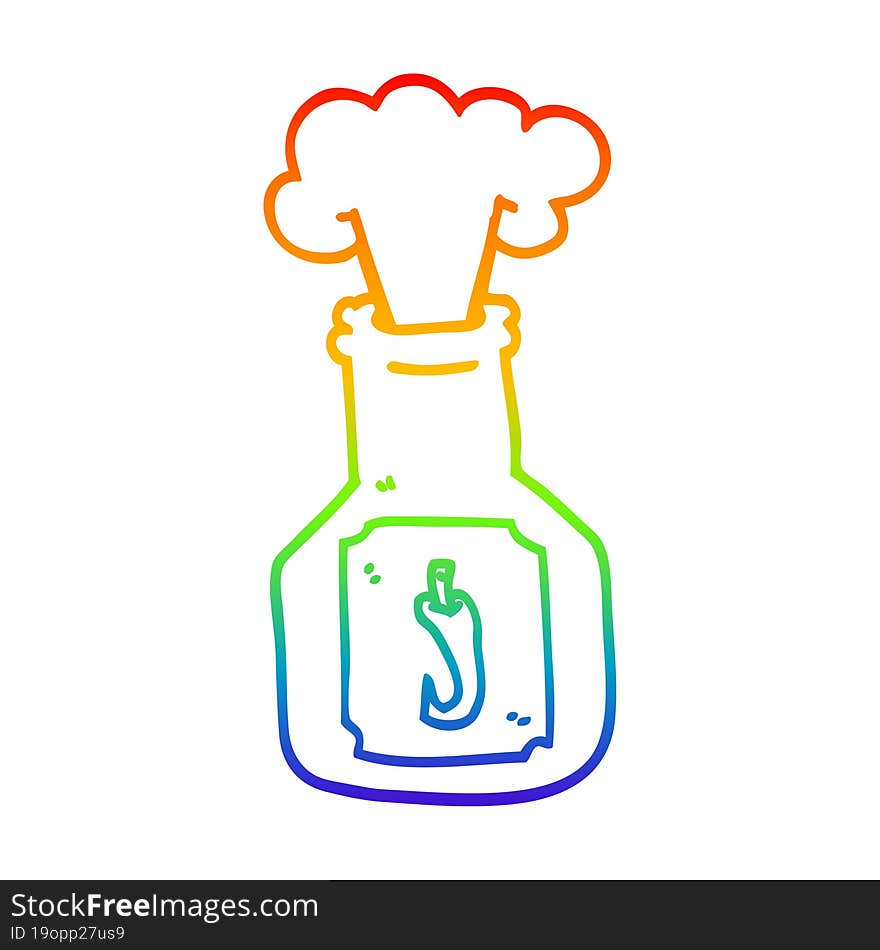 Rainbow Gradient Line Drawing Cartoon Hot Chlli Sauce