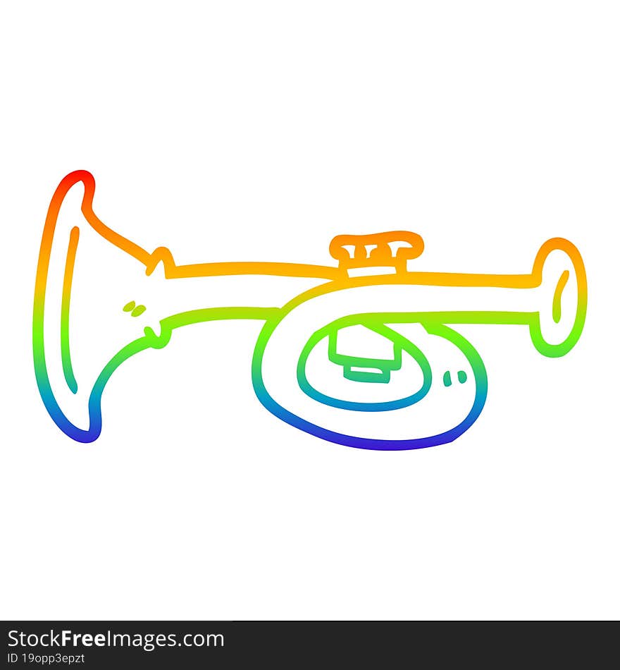 rainbow gradient line drawing cartoon metal trumpet