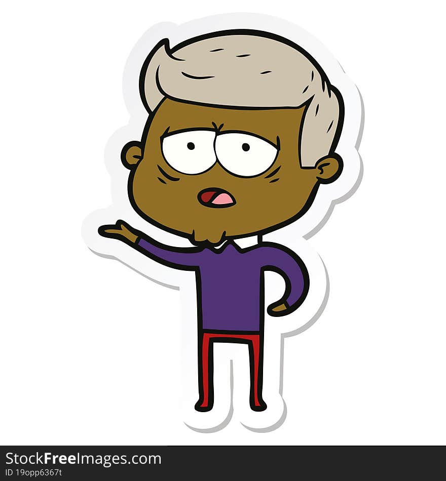 sticker of a cartoon tired man