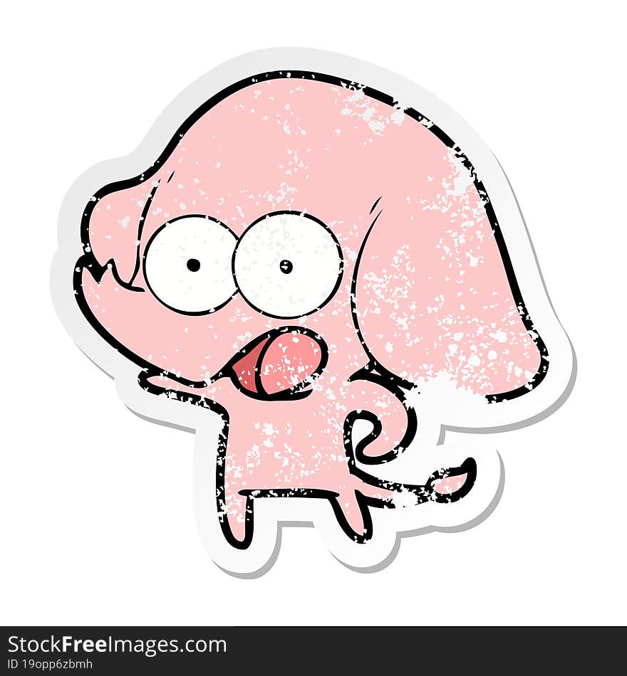 distressed sticker of a cute cartoon elephant