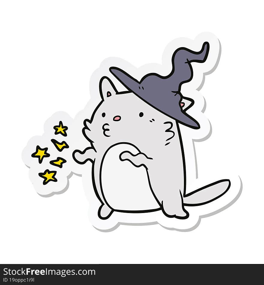 sticker of a cartoon cat wizard