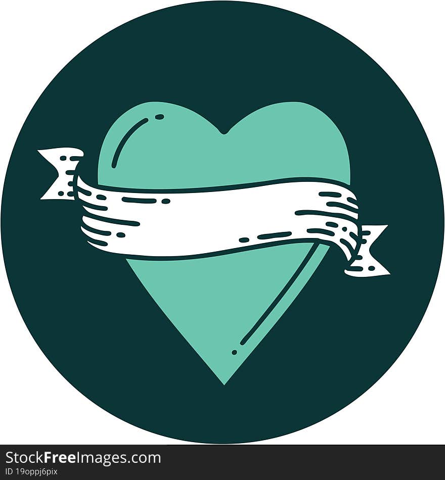 Tattoo Style Icon Of A Heart And Banner