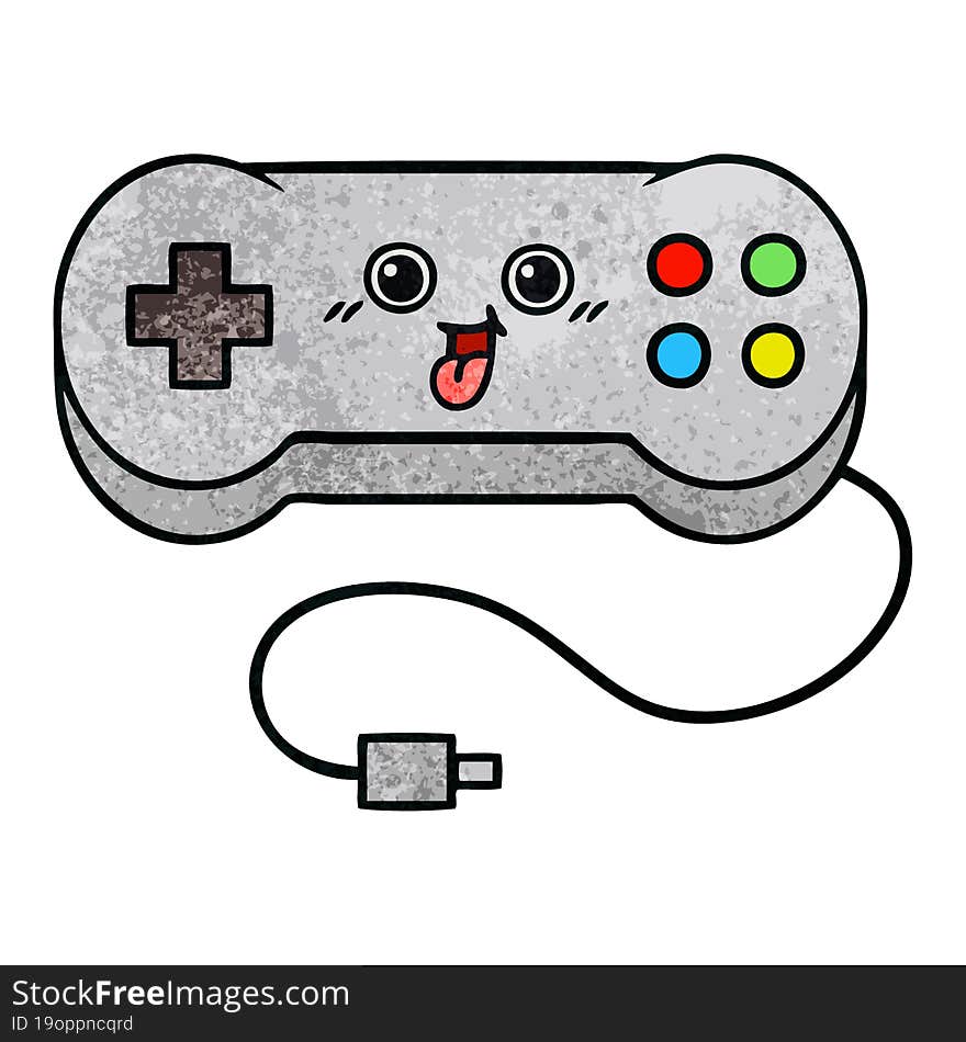 retro grunge texture cartoon of a game controller