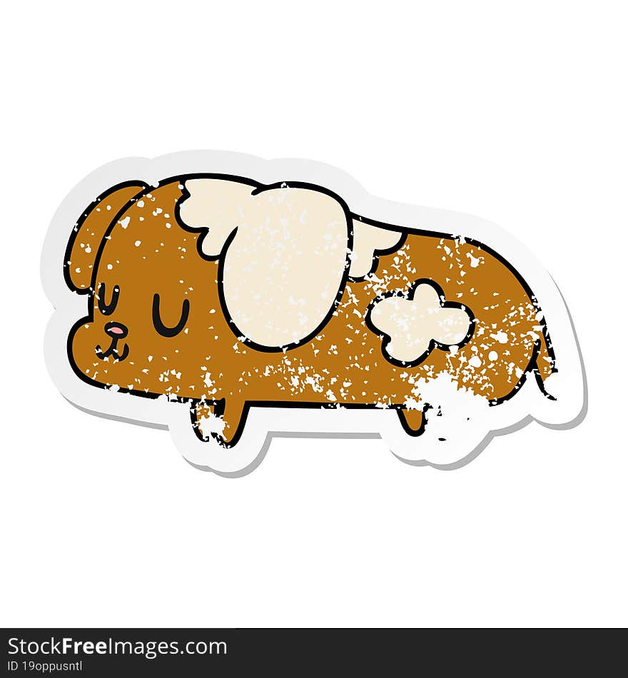 distressed sticker cartoon illustration kawaii of a cute dog. distressed sticker cartoon illustration kawaii of a cute dog