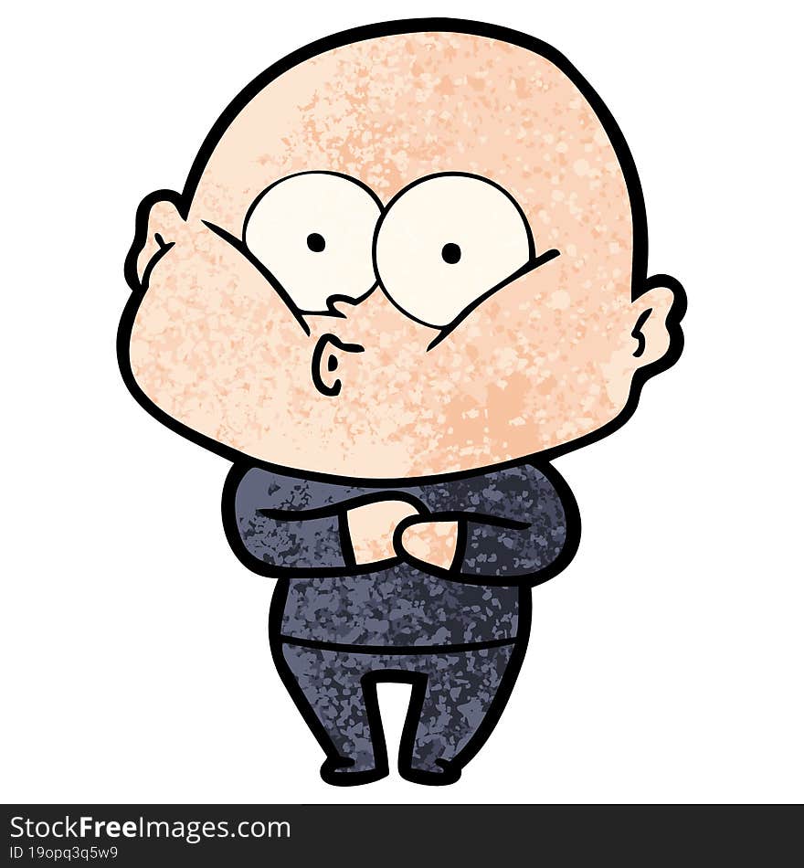 cartoon bald man staring. cartoon bald man staring