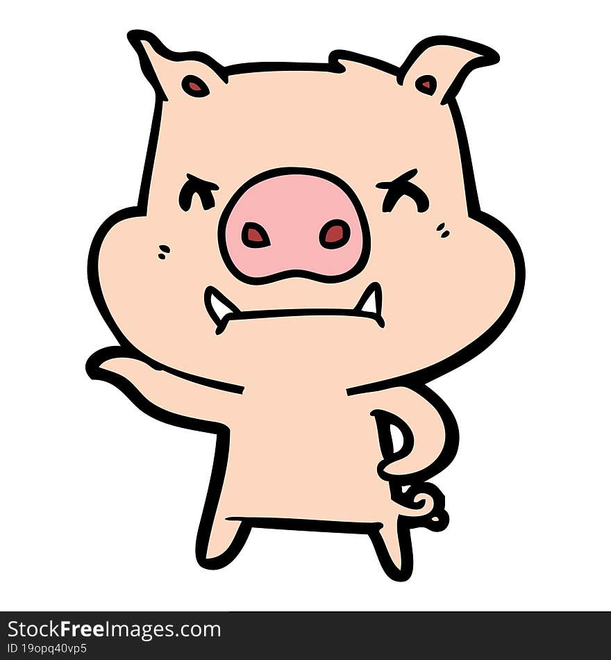 angry cartoon pig. angry cartoon pig