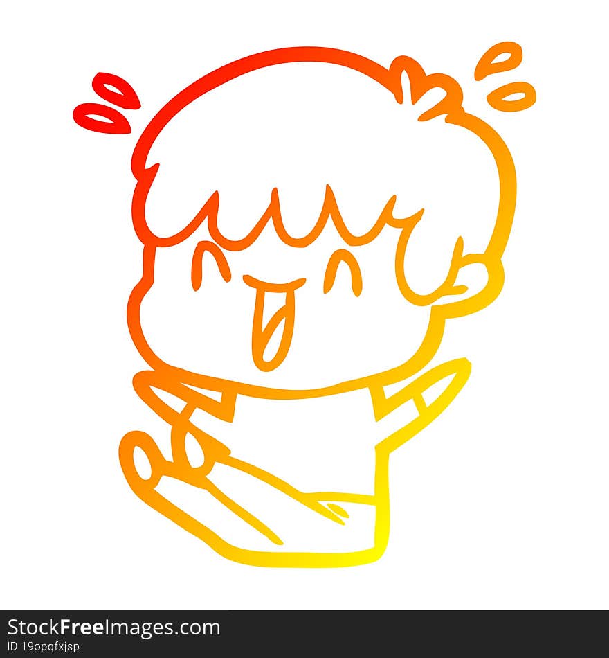 Warm Gradient Line Drawing Cartoon Laughing Boy