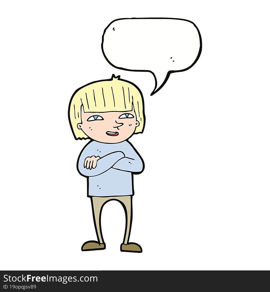 Cartoon Happy Person With Speech Bubble