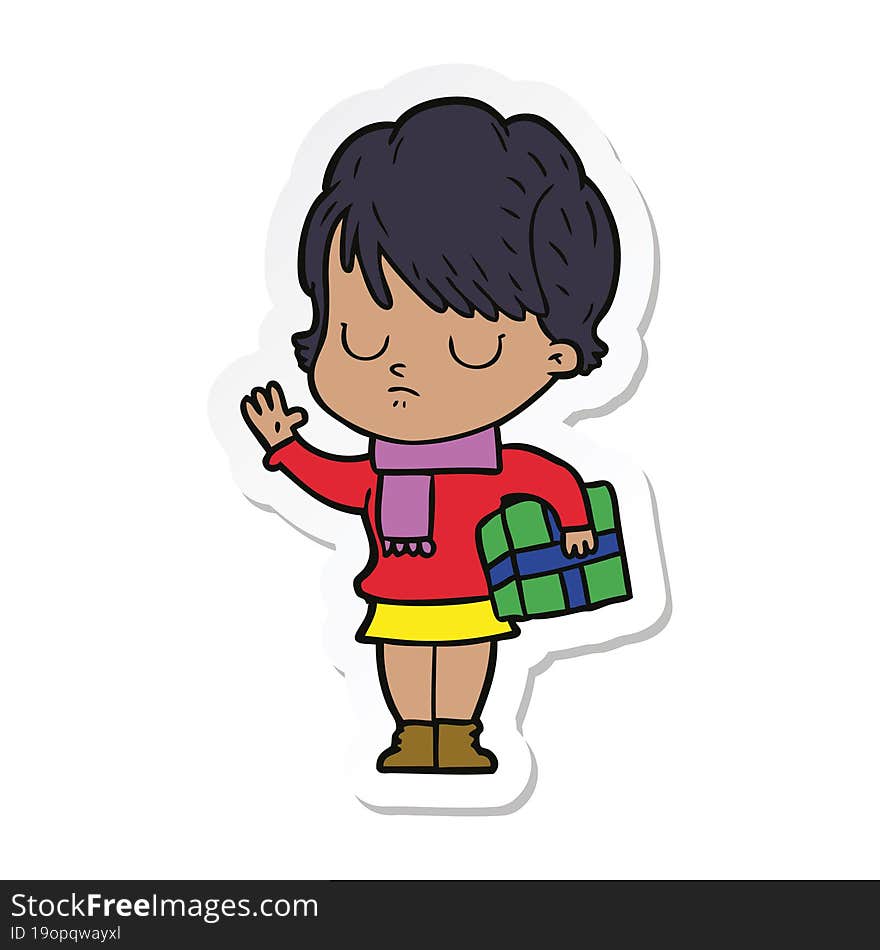 sticker of a cartoon woman