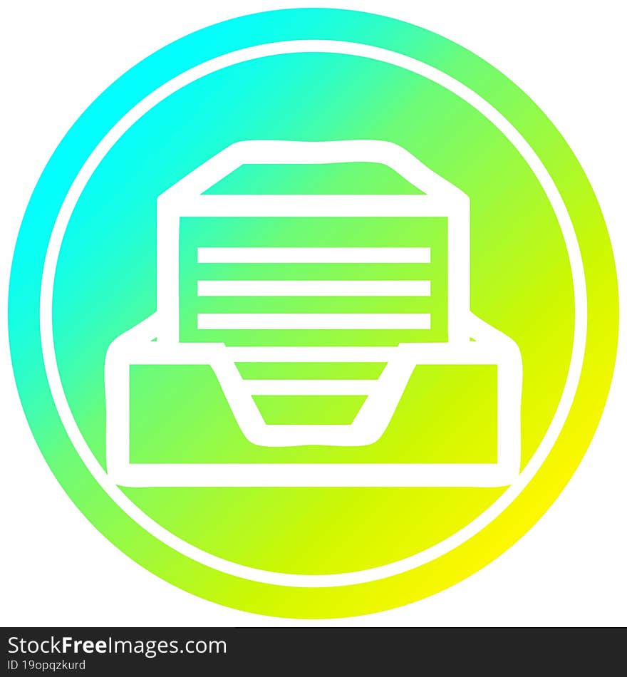 office paper stack circular in cold gradient spectrum