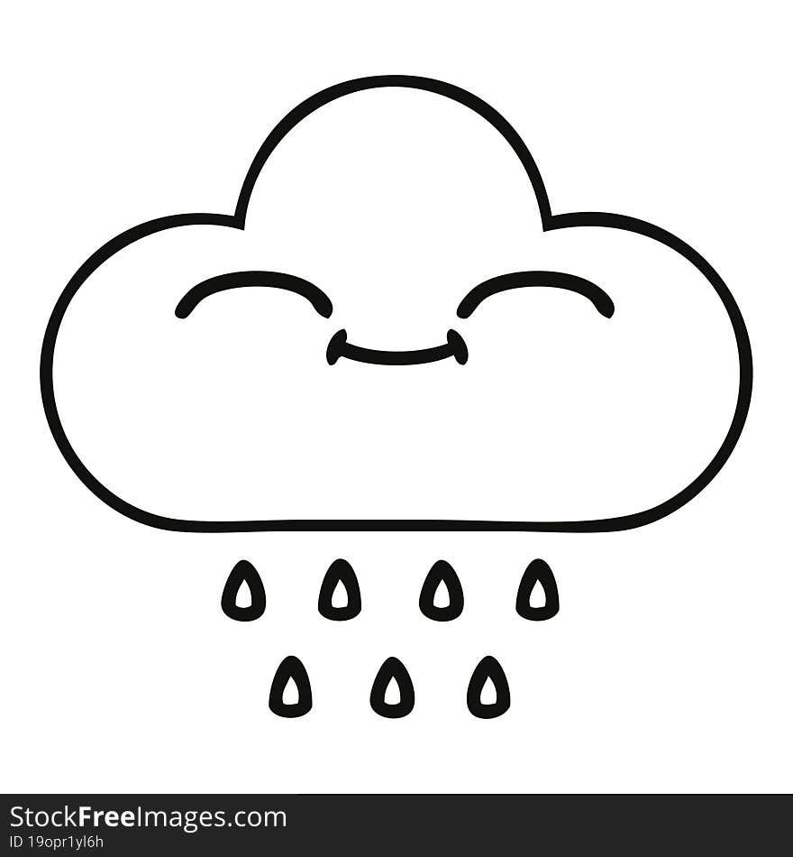 line drawing cartoon storm rain cloud