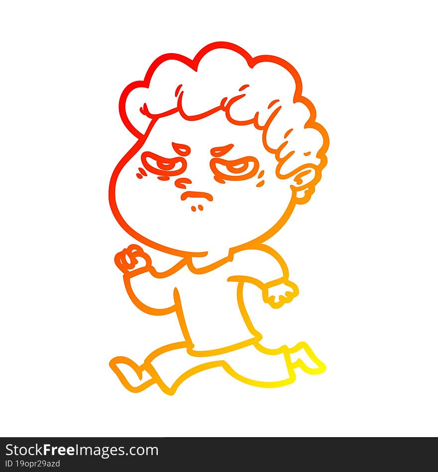 warm gradient line drawing cartoon angry man