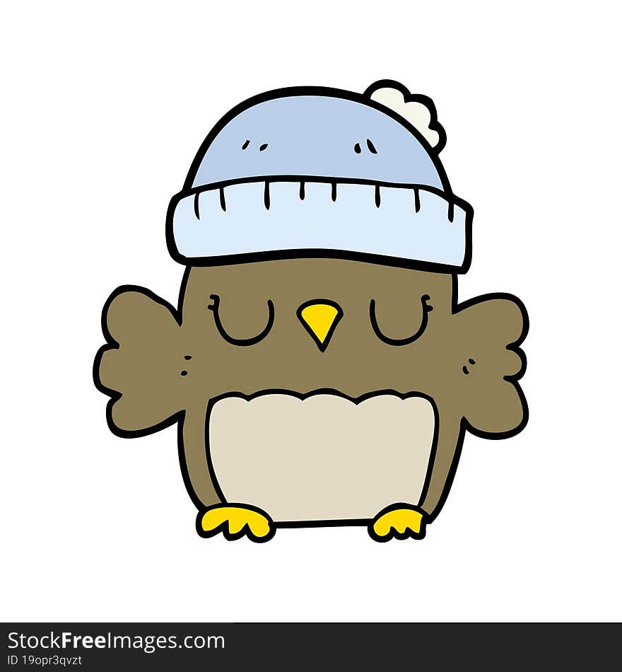 cute cartoon owl in hat