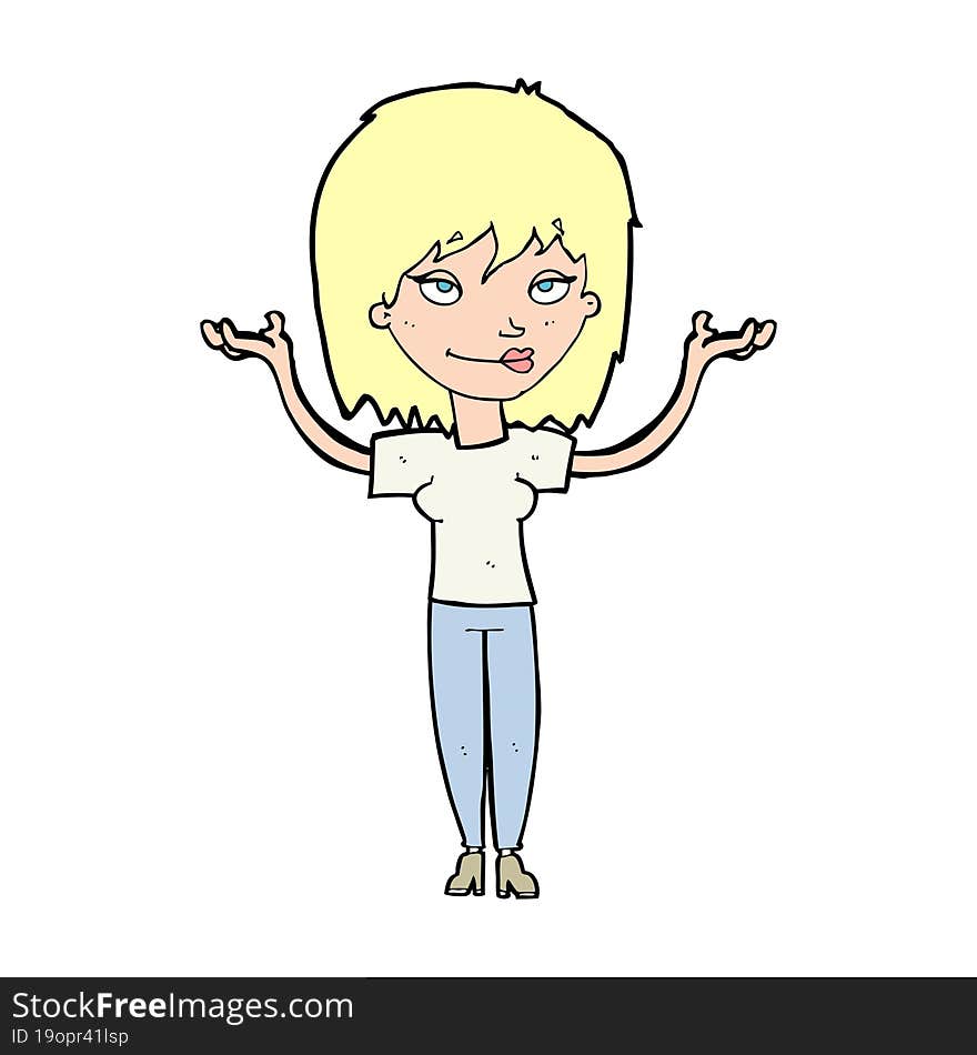 cartoon woman shrugging