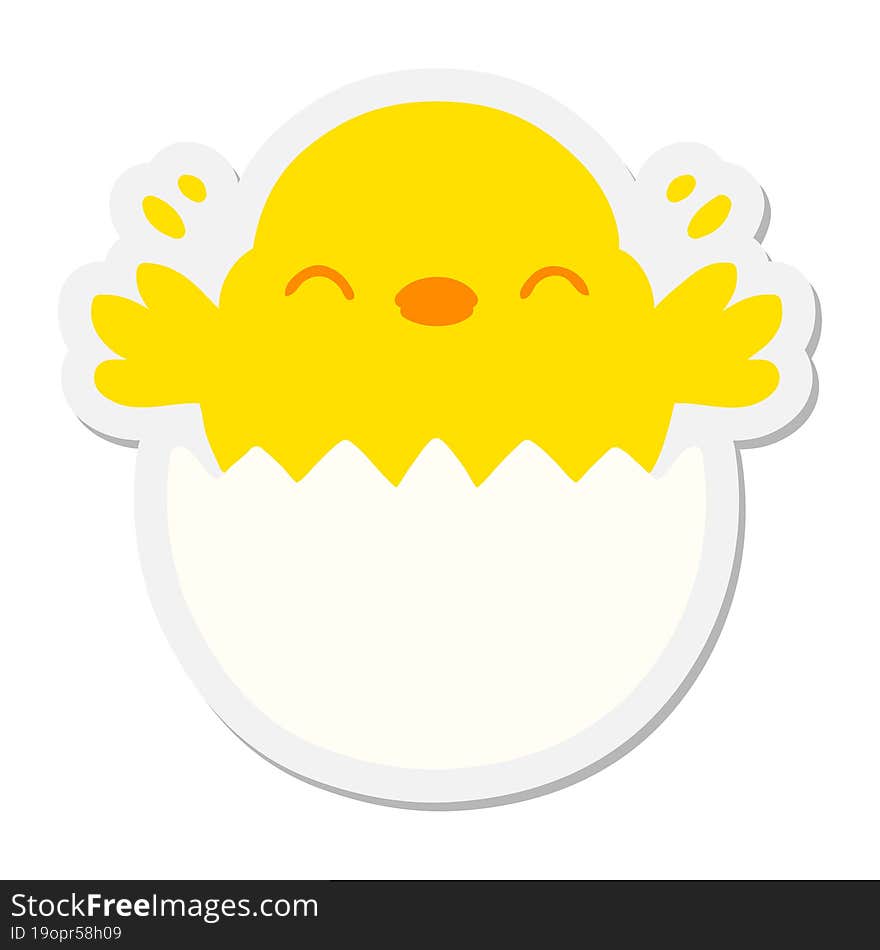 baby bird hatching from egg sticker