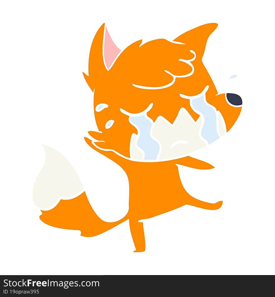 crying fox flat color style cartoon