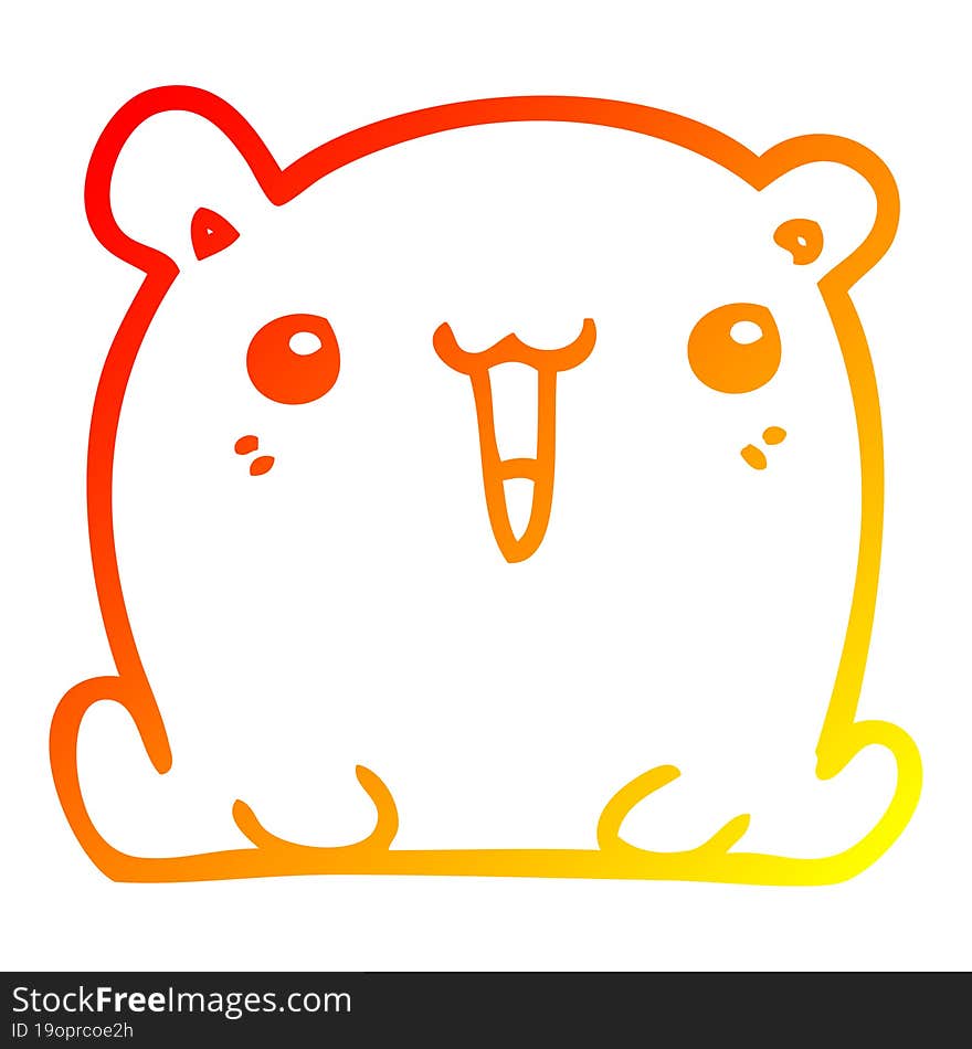 warm gradient line drawing cute cartoon bear