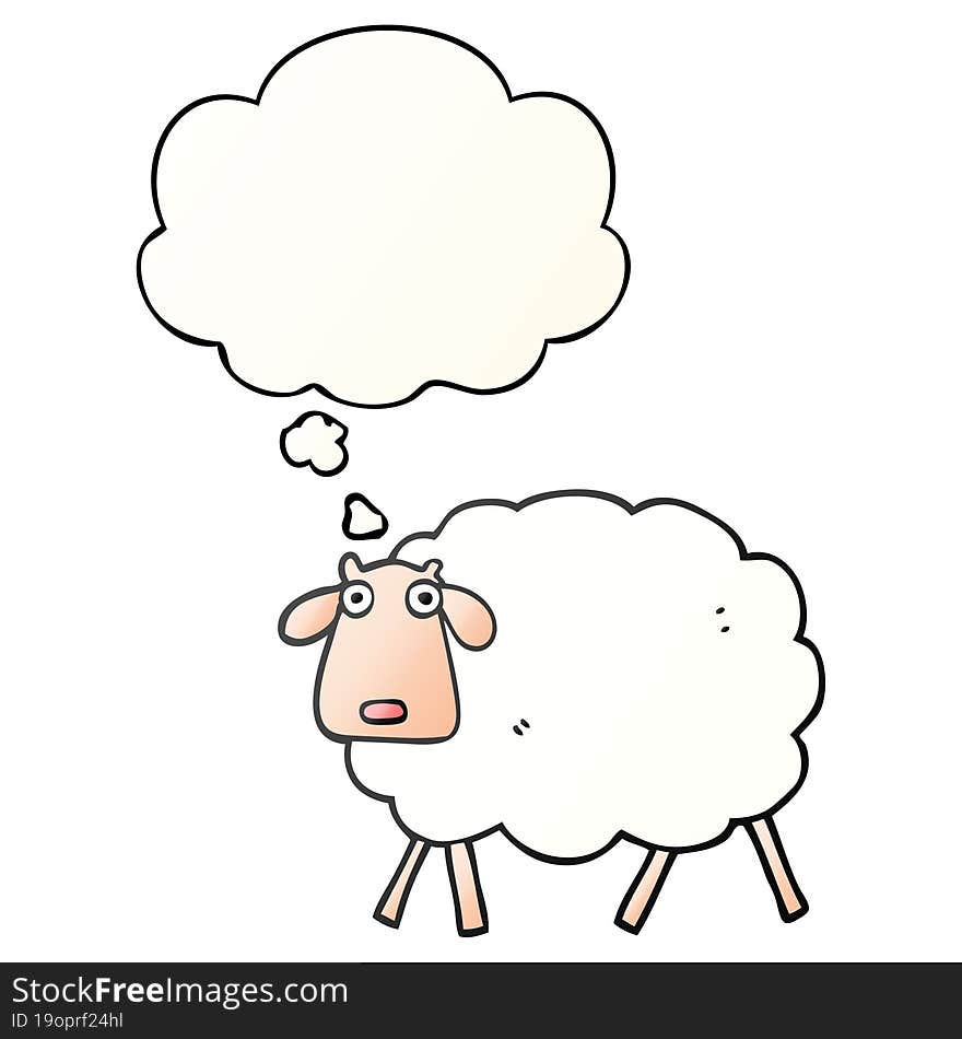 cartoon sheep and thought bubble in smooth gradient style