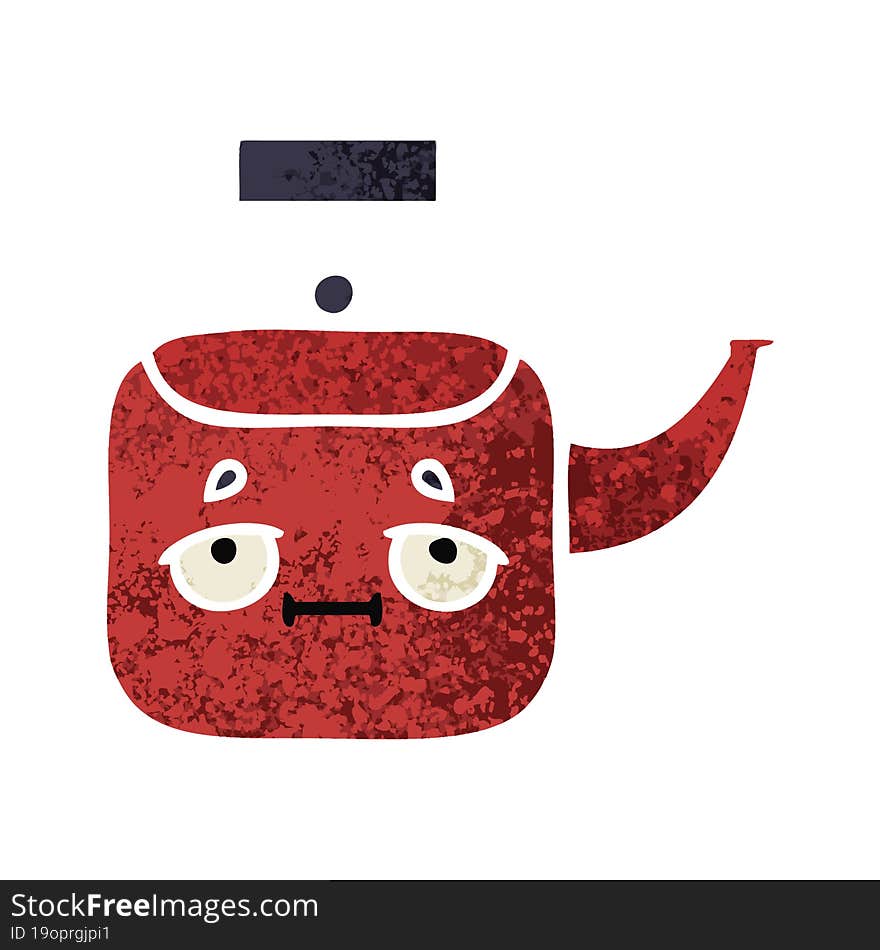 retro illustration style cartoon kettle