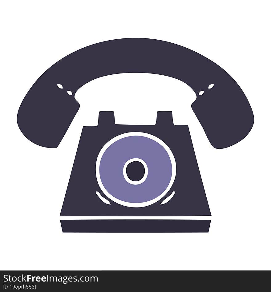 flat color retro cartoon old telephone