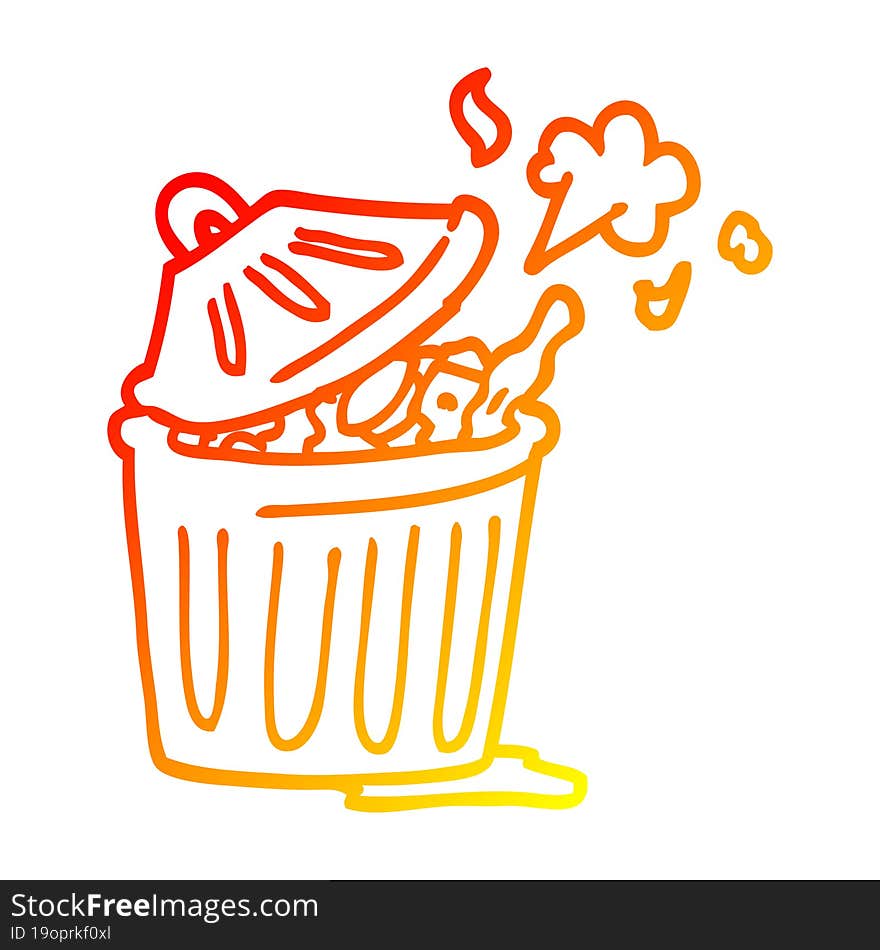 Warm Gradient Line Drawing Cartoon Waste Bin