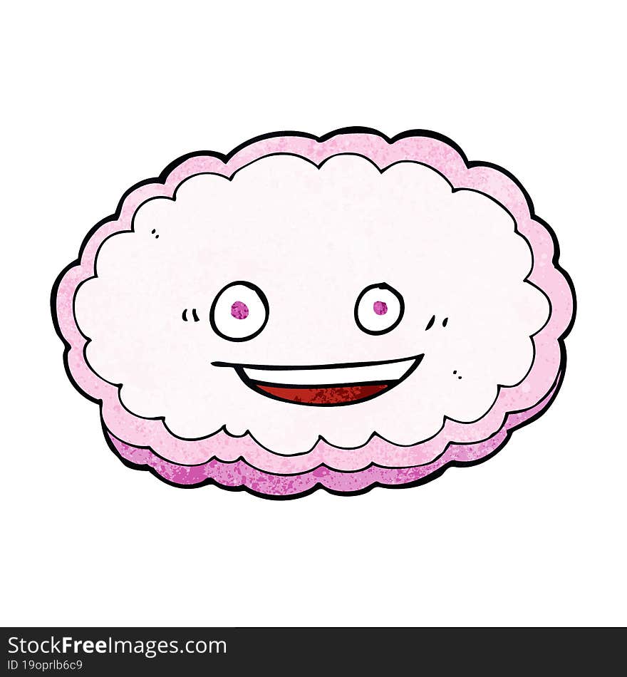 cartoon pink cloud with happy face. cartoon pink cloud with happy face