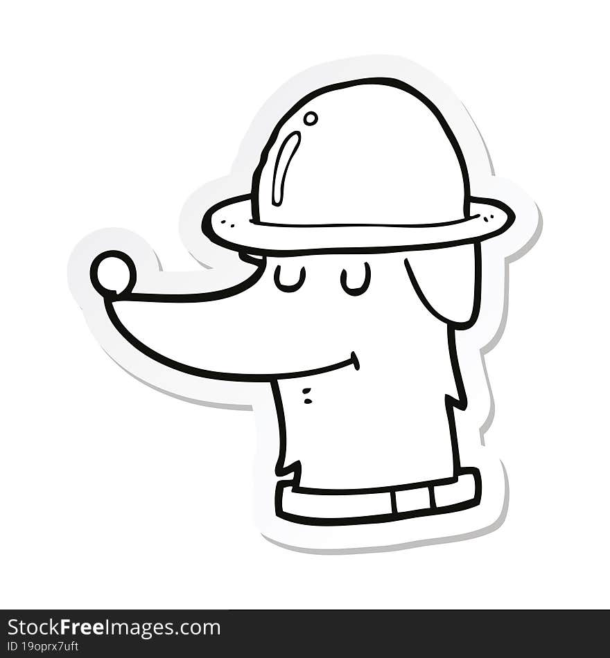 sticker of a cartoon dog wearing hat