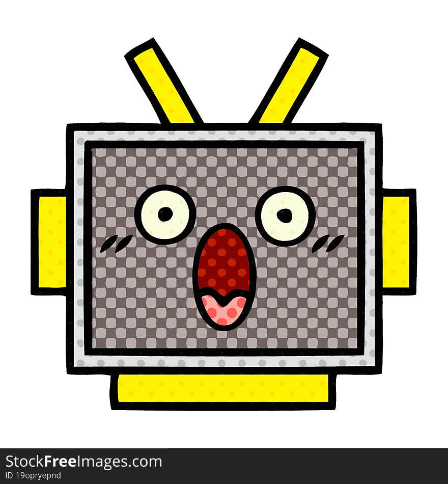 comic book style cartoon robot head