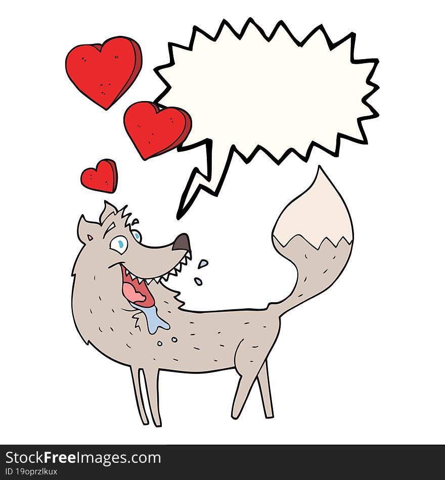 speech bubble cartoon wolf in love