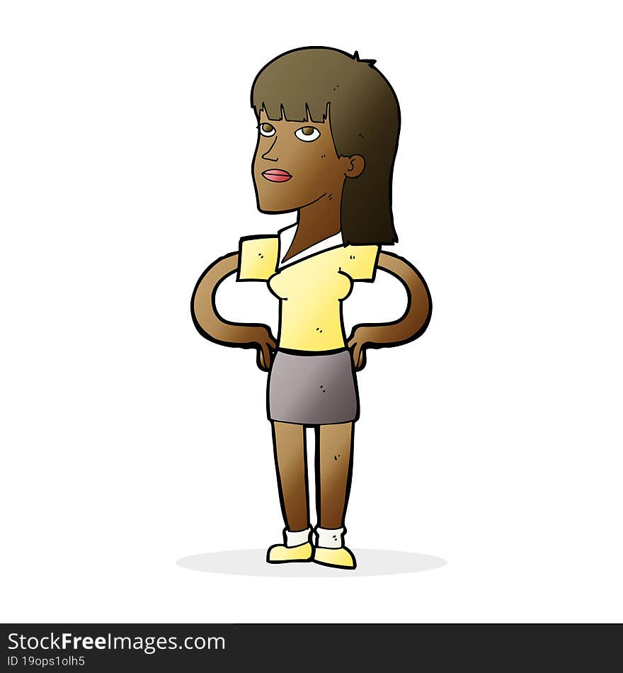 Cartoon Woman With Hands On Hips