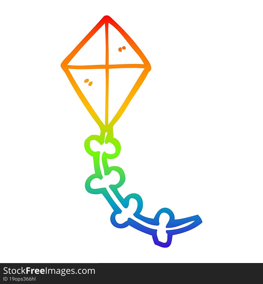 rainbow gradient line drawing cartoon kite