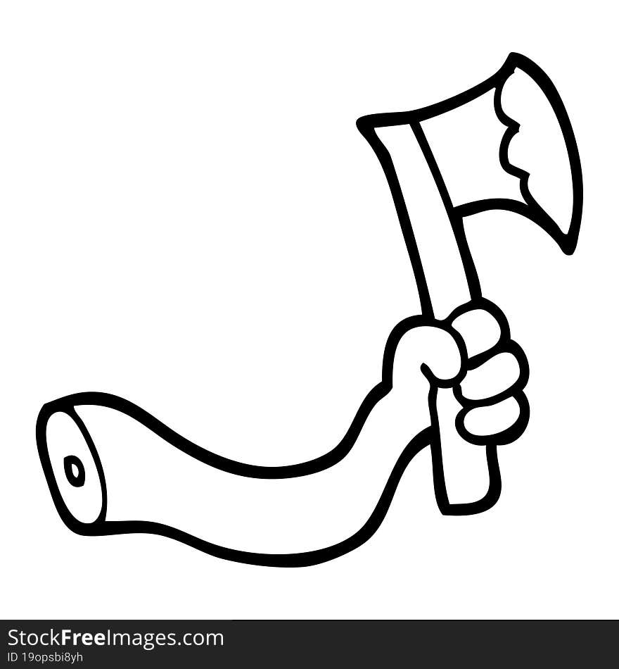 Black And White Cartoon Arm With Axe