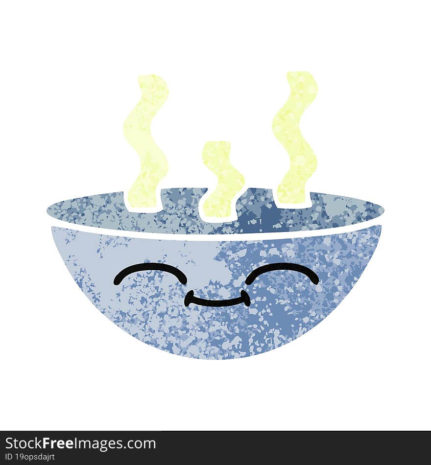 Retro Illustration Style Cartoon Bowl Of Hot Soup