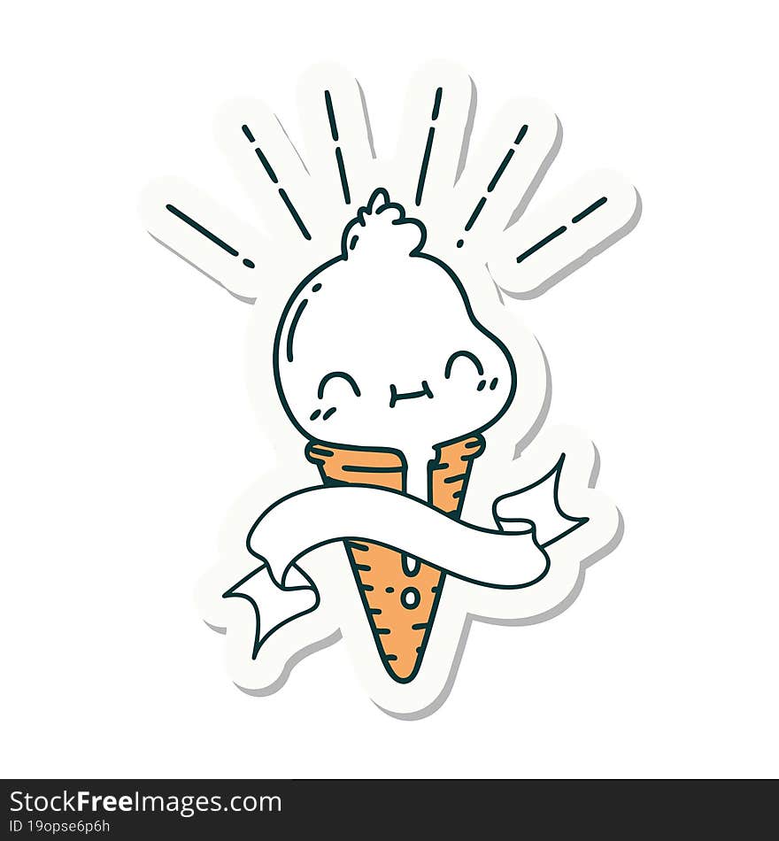 sticker of a tattoo style ice cream character