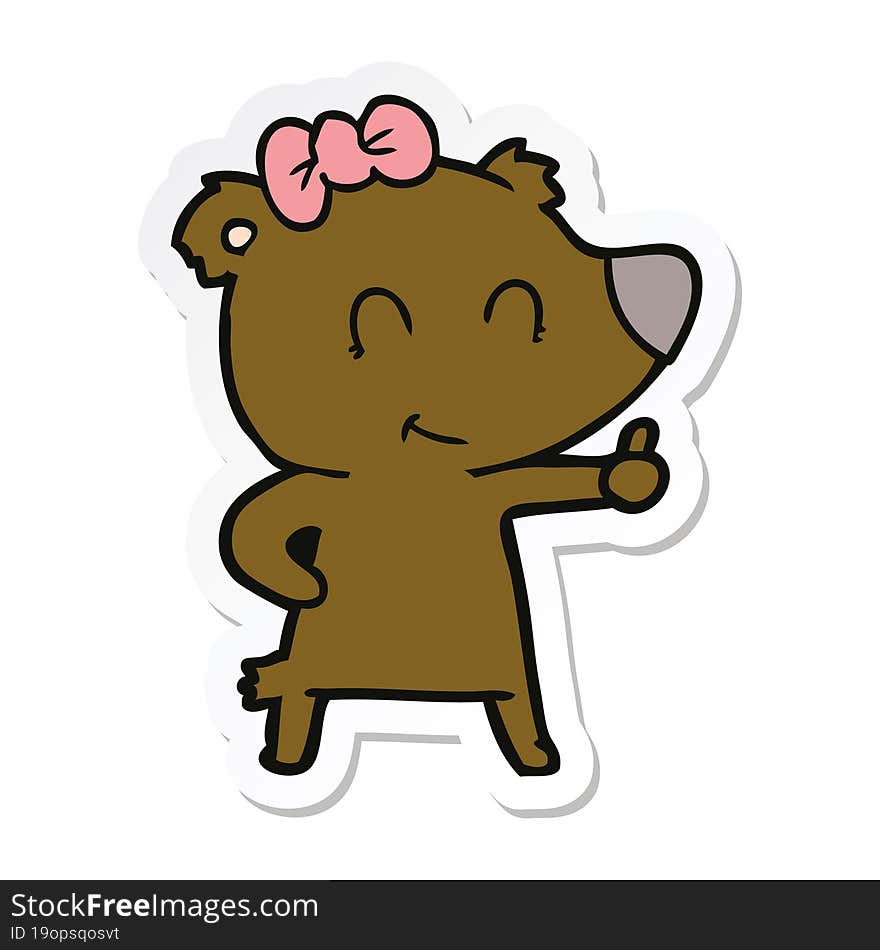 sticker of a female bear cartoon