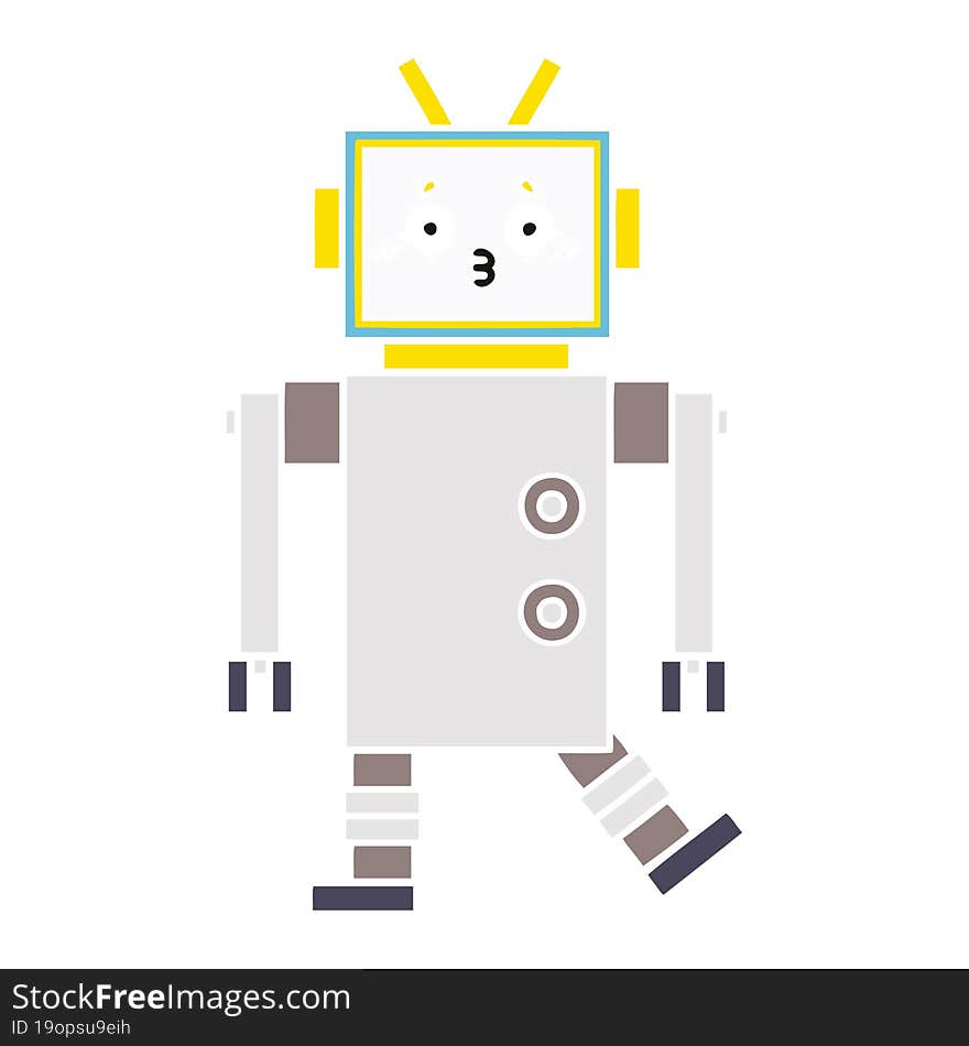 Flat Color Retro Cartoon Robot