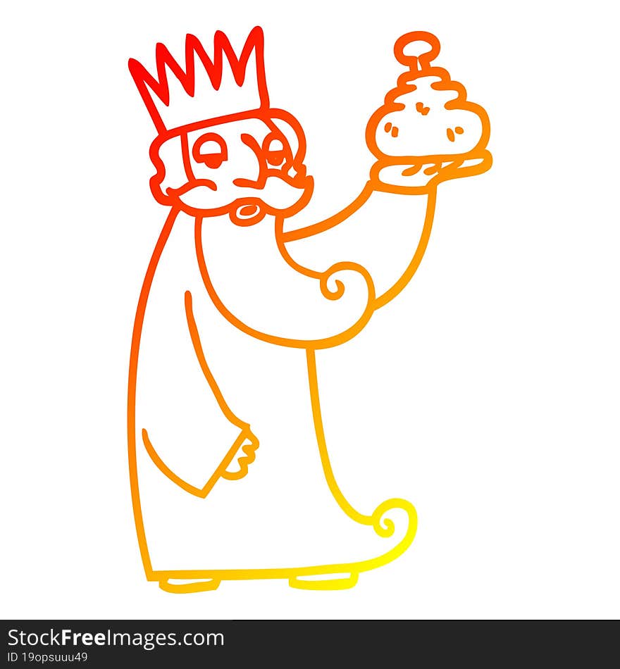 warm gradient line drawing of a one of the three wise men cartoon