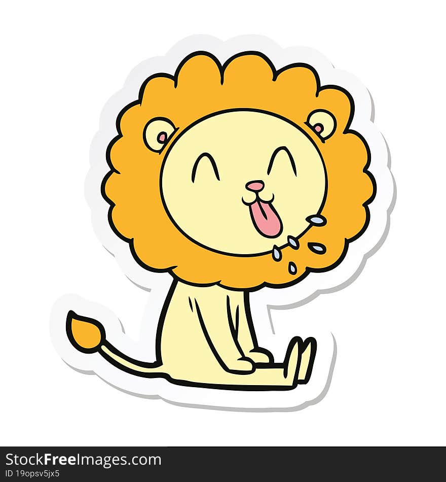 sticker of a happy cartoon lion