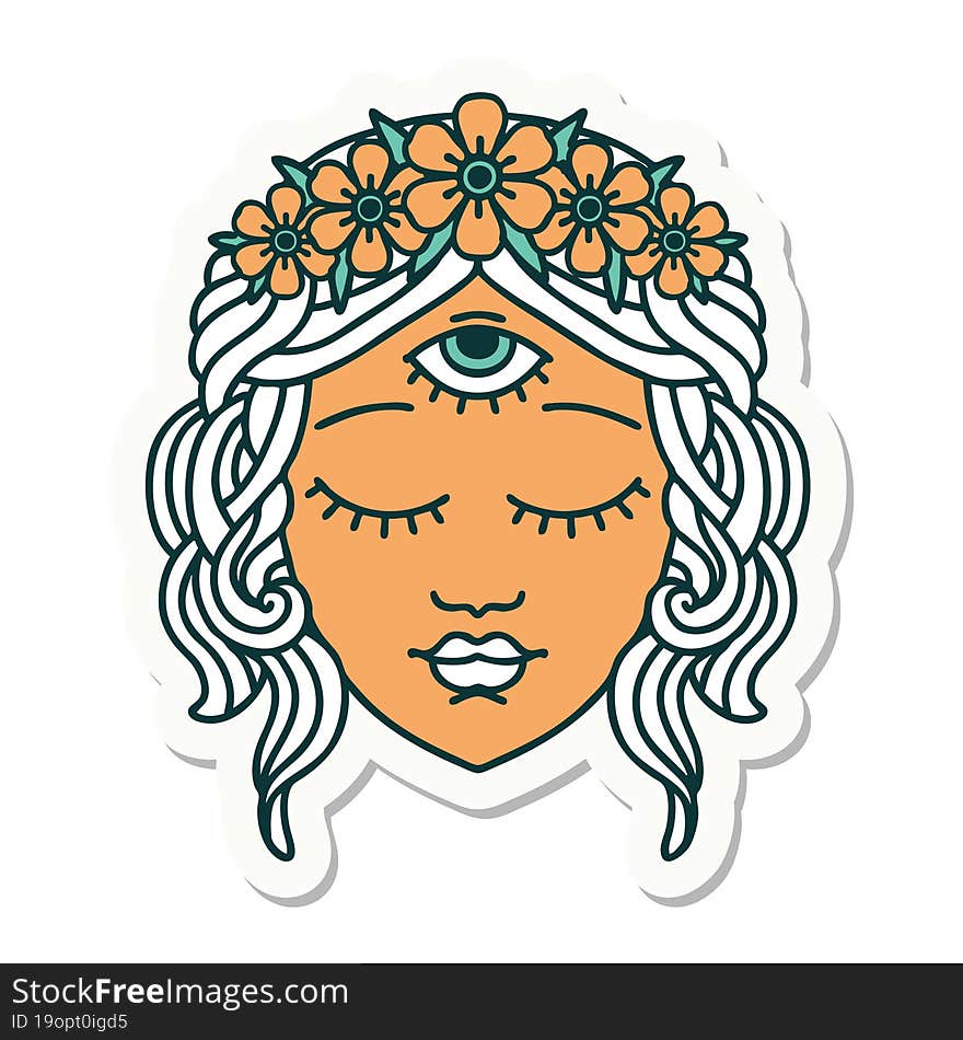 tattoo style sticker of female face