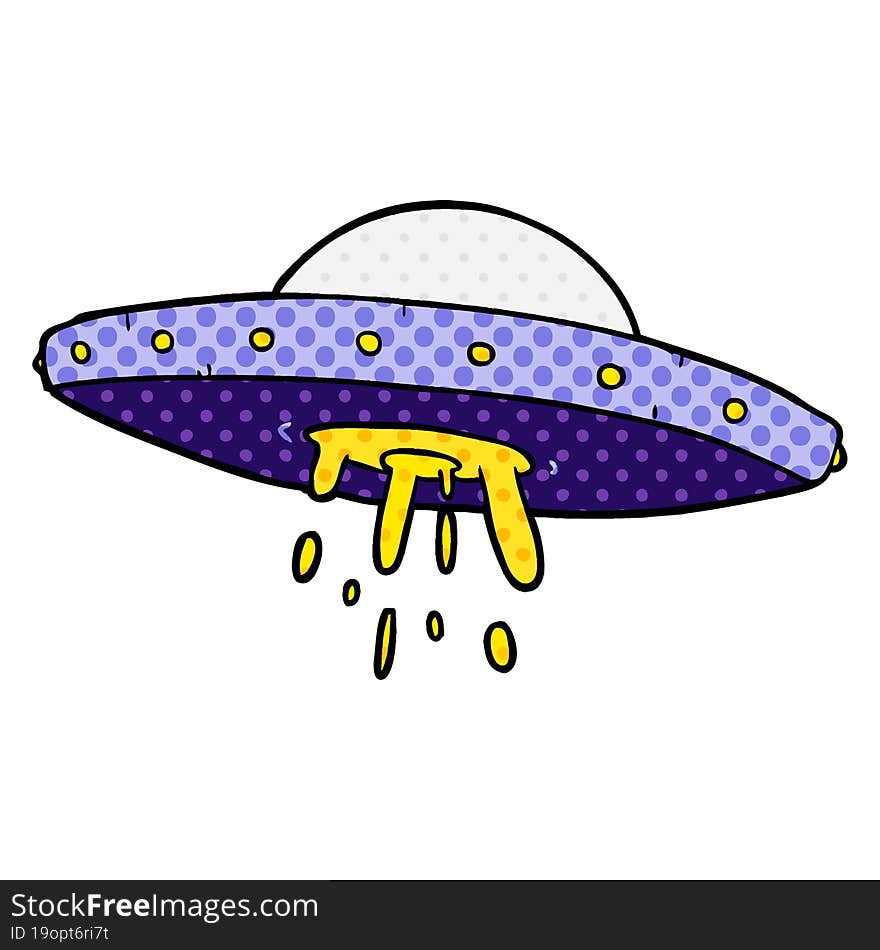 cartoon flying UFO. cartoon flying UFO