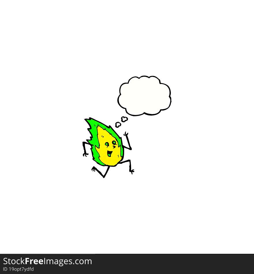 Green Flame Cartoon Character