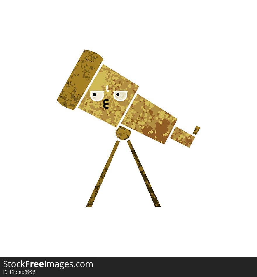 retro illustration style cartoon telescope