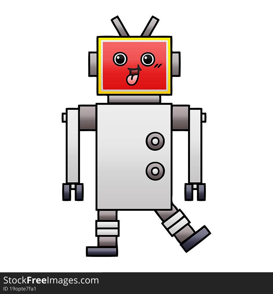 Gradient Shaded Cartoon Happy Robot