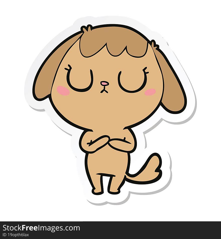 Sticker Of A Cute Cartoon Dog