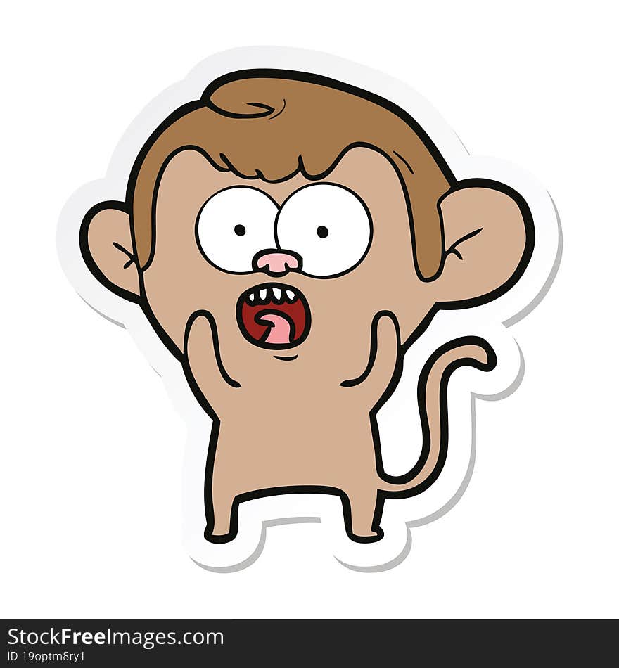 sticker of a cartoon shocked monkey