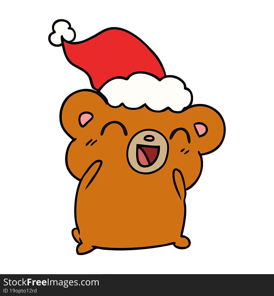 hand drawn christmas cartoon of kawaii bear