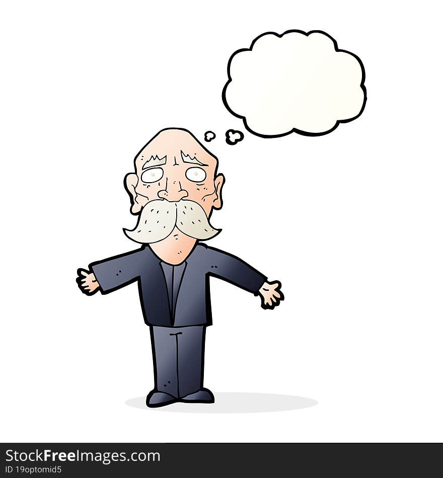 Cartoon Disapointed Old Man With Thought Bubble