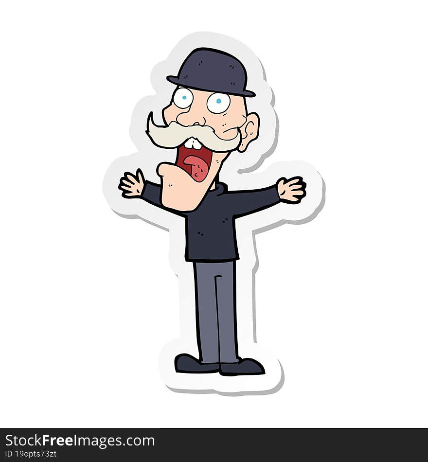 sticker of a cartoon man wearing bowler hat