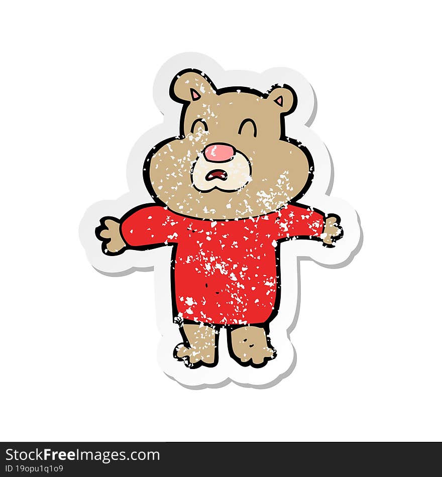 Retro Distressed Sticker Of A Cartoon Unhappy Bear